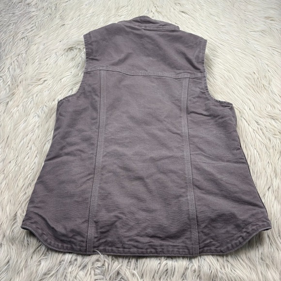 Carahartt Women's S Gray Washed Duck Mock Neck Vest Sherpa Fleece Lined Workwear - Picture 9 of 9